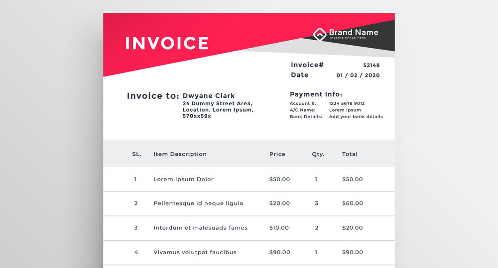 elegant red invoice template design